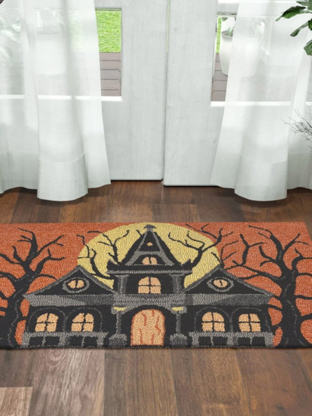 Halloween Haunted House Door Mat Kitchen rug